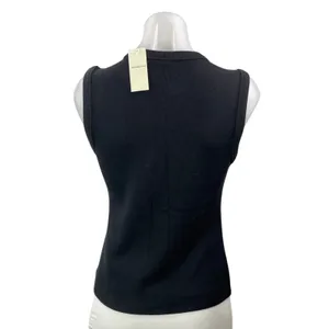 NEW Abercrombie & Fitch Women's Black Sleeveless Knit Button Down Shirt Top S thumbnail 3