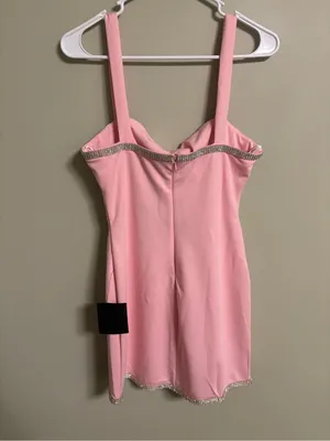 Lulus Glowing Allure Pink Rhinestone Sleeveless Bodycon Mini Dress Medium New thumbnail 4