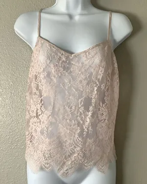 Victoria's Secret Sheer Lace Pink Coquette Dollette Feminine Romantic Camisole M thumbnail 1