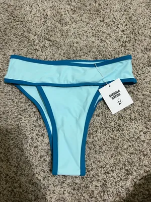 Sienna swim high rise bikini bottom Blue thumbnail 3