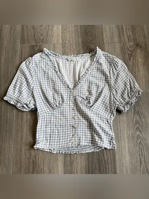 Paper Crane Gingham Crop Top Size Small Preppy Coquette Boho Twee Dainty thumbnail 4