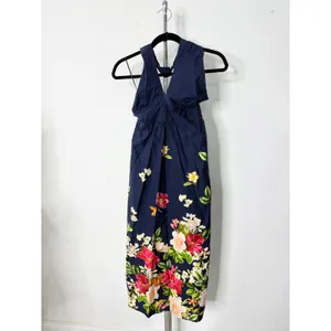 Yumi Kim Midi Dress Navy Floral Halter Neck Tie Back thumbnail 3