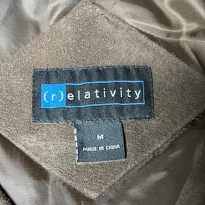 Brown Suede Leather Zip‎ Jacket Collared 90s Minimalist Relativity Women M thumbnail 4