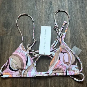 White Fox Vacation Mode Bikini Top Geo Print thumbnail 2