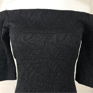 NWT Nicole Miller Collection Off The Shoulder Black Shimmer Dress SAMPLE thumbnail 13