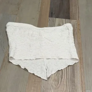 Textured Front Knot Strapless Tube Top Size Small White Cotton Blend Bandeau thumbnail 2