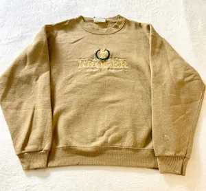 Lee Kroger Heavyweight Sweatshirt Womens Size M Tan Vintage Y2K Cotton Blend USA thumbnail 1