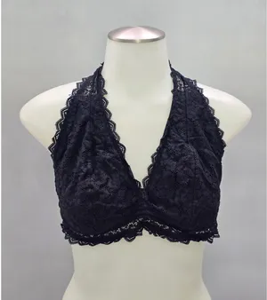 Auden Black Romantic Boudoir Bridal Cottage Lingerie Feminine Lace Bralette XL thumbnail 1