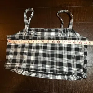Hollister Y2K Look Plaid Crop Top Grunge‎ Punk Womens Large Junior Black White thumbnail 3