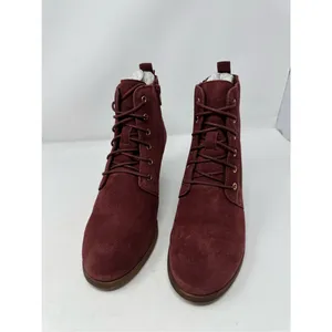 Diba Blake Suede Bootie Burgundy Ankle Boot Lace Up Wedges Size 9.5 NWOB thumbnail 4