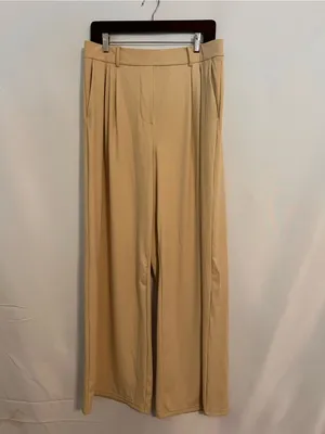 Mooslover Cream High Waist Wide Leg Pleated Trousers Pants Size 12 / Large thumbnail 2