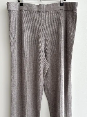 GAP Women’s Ribbed Stretch Waist Flared Pants, Taupe, Size Large thumbnail 9