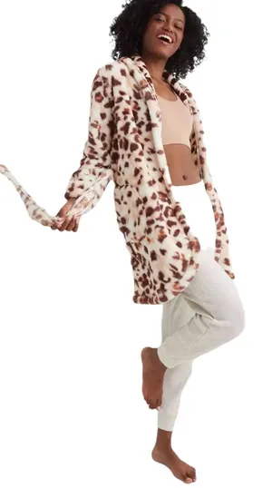 Aerie Animal Print Cozy Plush Robe, Medium thumbnail 7