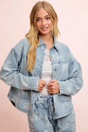 BiBi‎ Printed Washed Denim Jacket With Pocket thumbnail 1