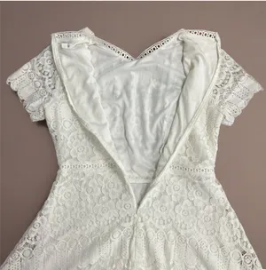 🦢 Blu Pepper Off-White Floral Lace Dress | Women’s Sz Med thumbnail 6