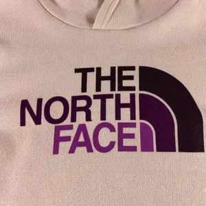 The North Face Hoodie Womens Medium Pink Graphic Sweatshirt‎ Curved Hem Cotton thumbnail 2