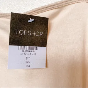 Topshop Nude Bodycon Square Neck Sheath Midi Dress Size 8 thumbnail 6