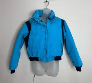 Woolrich vintage woman’s size large Blue Puffer Jacket Navy coat zip up 90s thumbnail 1