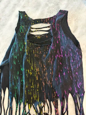 Full Moon Boho Summer Top Medium New no Tags Black thumbnail 3