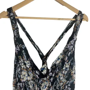 Free People Washed Ashore Black Floral Print Twist Back Mini Dress Size M thumbnail 4