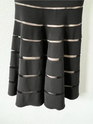 JS Collections Black Tan Stripe Fit & Flare Cocktail Dress thumbnail 5