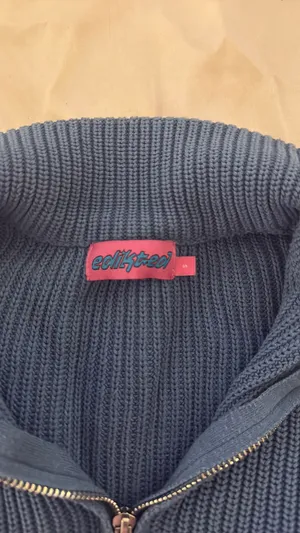Edikted Amour zip blue knit sweater thumbnail 4