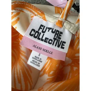 Future Collective Womens Small Slip Dress Orange White Palm Trees Beach Cruise thumbnail 5