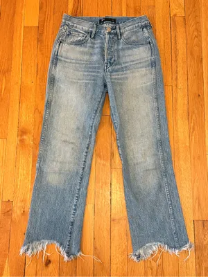 3x1 Shelter Austin Straight Crop Jeans High Rise Frayed Hem Cropped Denim‎ Sz 25 thumbnail 2