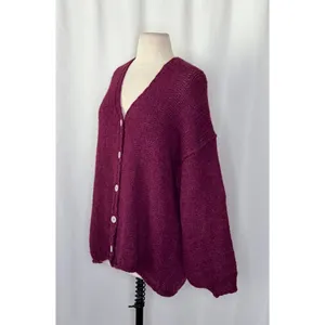 NWT!! FREE PEOPLE Marina SoftSpun Cardi Cardigan Sweater Purple Wine Alpaca S thumbnail 6