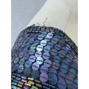 Vintage Expressions Silk Sequin Mini Dress Iridescent Blue Party Dress 12‎ thumbnail 9