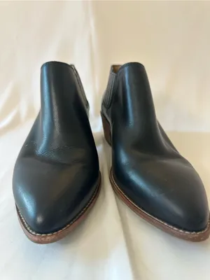 Madewell Black Leather Low Block Heel Ankle Slip-On Booties thumbnail 4