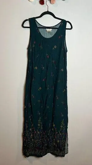 Y2K 1990's green floral tie back maxi dress thumbnail 1