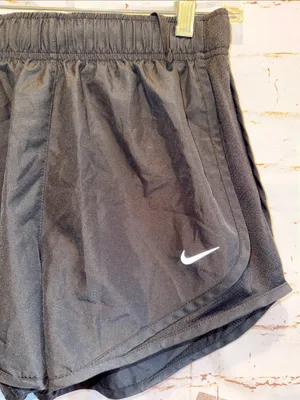Nike Black Women Athletic Running Shorts White Swoosh tempo lined dri fit Small thumbnail 2