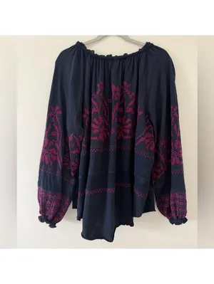 Free People Persuasion Embroidered Boho Chic 100% Cotton Floral Blouse -medium thumbnail 11