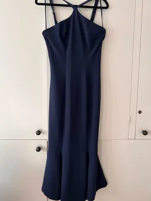 Dress the Population Navy Blue Halter Midi Dress Size Small Fit & Flare thumbnail 7