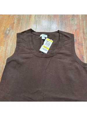 Charter Club NWT Cocoa Bean Brown Knit Shell Tank Top - Size Medium Minimalist thumbnail 2