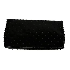 Vtg‎ Black Beaded Satin Evening Clutch Micro Bead Flowers Snap Close Hong Kong thumbnail 2