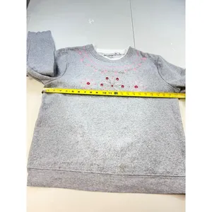 Speculation‎ Womens Sweatshirt M Gray Pink Floral Embroidered Crewneck Pullover thumbnail 3