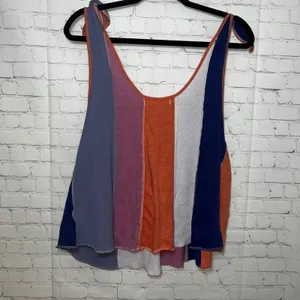 We The Free Free People Carousel Patchwork‎ Tank Top Multi Color Tie Shoulder LG thumbnail 6