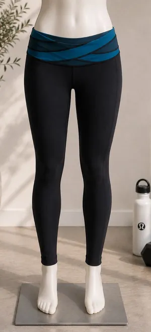 Lululemon Vintage Low Rise Leggings Teal Waistband Size 4 Y2K thumbnail 1