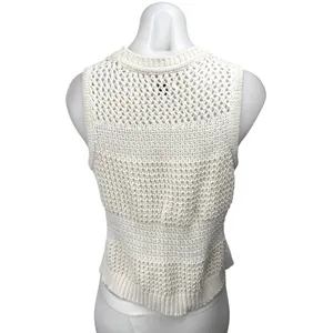 Universal Thread White Crochet Knit Sleeveless Pullover Crop Tank Top Cover Up S thumbnail 2