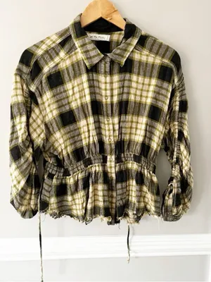 Free People We The Free Plaid Wool Blend Utility Jacket Shacket Medium Grunge thumbnail 6