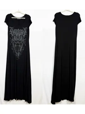 Killstar Bellow Maxi Dress Baphomet Graphic Print Grunge Goth Gothic Punk Black thumbnail 2