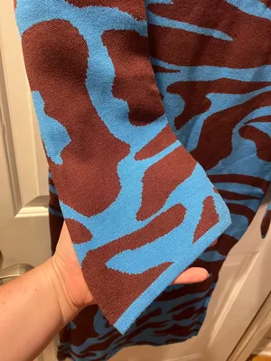 Blue and Brown animal print knitted Women's Dress thumbnail 2