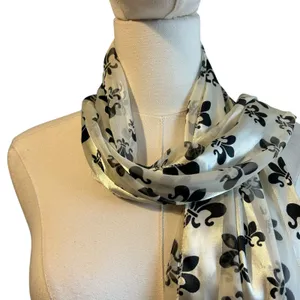 New Orleans Saints Scarf Lot of 2 Blue White Black fleur Del Lis Silk Feel Sport thumbnail 6