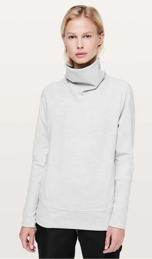 Lululemon High Lines Pullover Heathered Core Ultra Light Gray Size 10 Thumbholes thumbnail 1