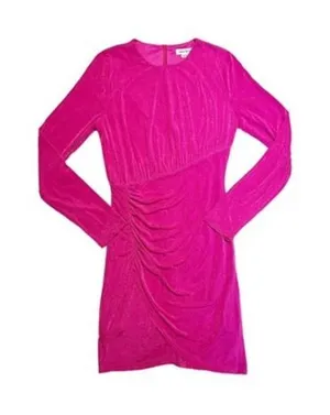 ASOS‎ Urban Revivo Pink Long Sleeve Slinky Mini Ruched Side Dress Size 6 thumbnail 1
