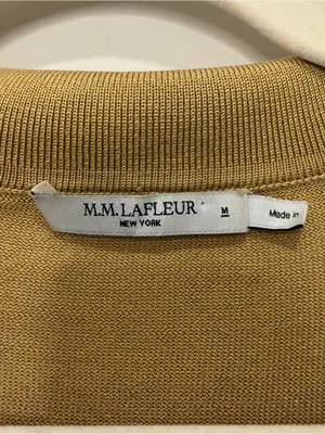 M.M. LaFleur Leo Pullover 100% Silk Jersey Polo Sweater‎ Mustard Size Medium thumbnail 2