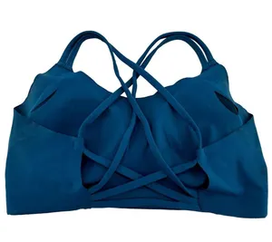 OFFLINE By Aerie Goals Strappy Sports Bra Light Support Padded Athletic Blue XL thumbnail 3