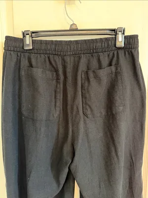 Old Navy High-Waisted Linen-Blend Wide-Leg Pants Black Jack thumbnail 4